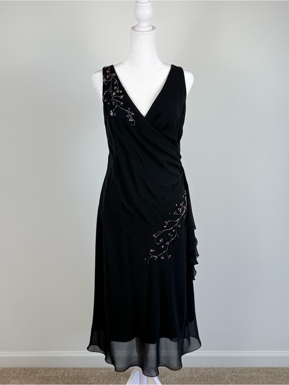 Alex Evenings black beaded floral dress